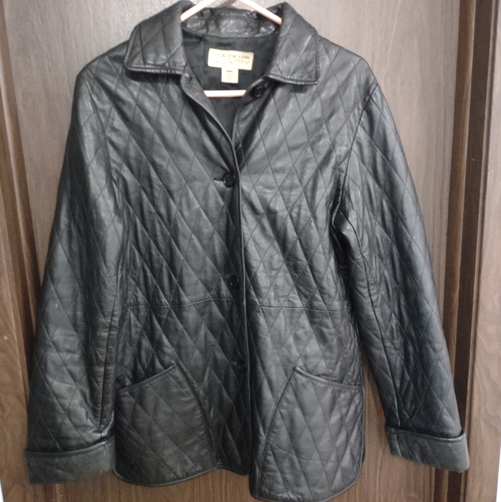 Jones New York Country Genuine Leather Quilted Jacket